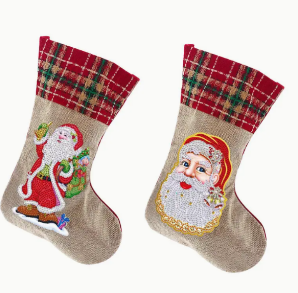 Diamond Painting 2er-Set Weihnachtsstrümpfe-Santa Claus